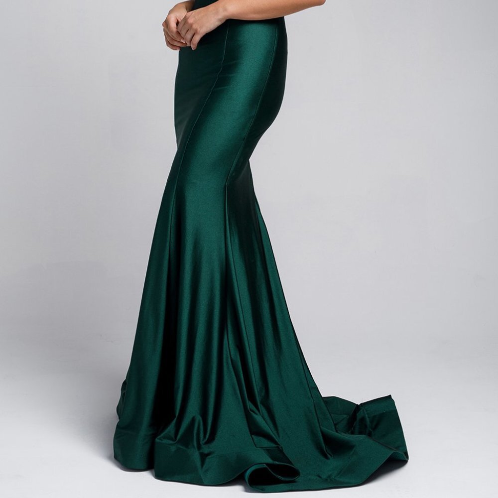 NEW LONG LYCRA OFF THE SHOULDER SLEEVELESS SHEATH DRESS WITH ZIPPER BACK AC 373 - Picture 5 of 8